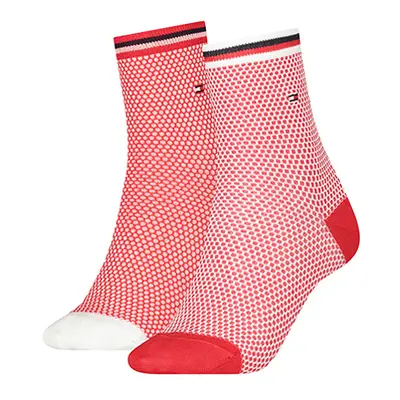 Tommy Hilfiger Socks - TH WOMEN SHORT SOCK 2P COLLEGIATE HONEYCOMB pink