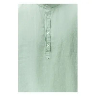 Trendyol Mint Limited Edition 100% Linen Regular Collar Half Placket Shirt