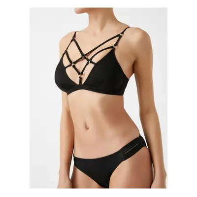 Koton Banded Bikini Top with Metal Accessory Detail