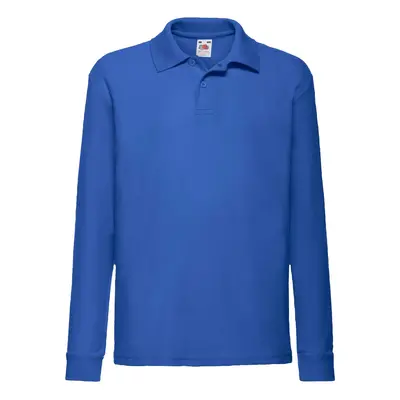 Blue Long Sleeve Polo Shirt Fruit of the Loom