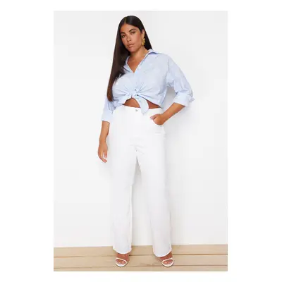 Trendyol Curve White High Waist Straight Leg Plus Size Jeans