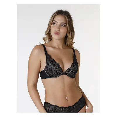 Černá dámská krajková push-up podprsenka Wonderbra GLAMOUR TRIANGLE PUSH-UP BRA