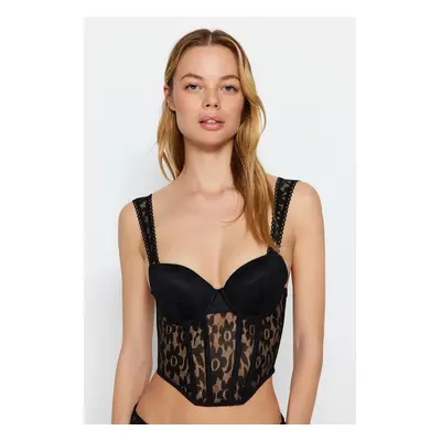 Trendyol Black Lace Underwire Push Up Bustier