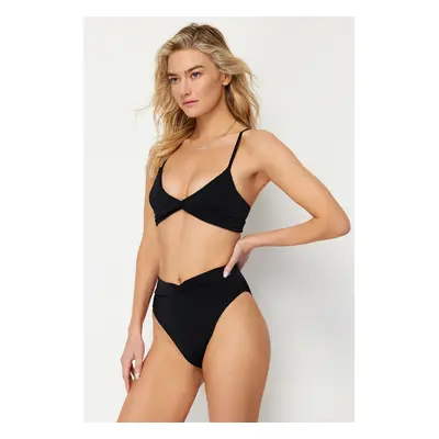 Trendyol Black Knotted High Waist Regular Bikini Bottom