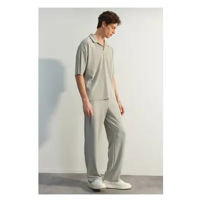 Trendyol Limited Edition Stone Straight Fit Textured Hidden Drawstring One Piece Sweatpants