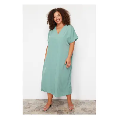 Trendyol Curve Mint Lyocell Woven Plus Size Dress