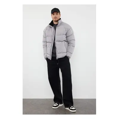 Trendyol Gray Oversize Ribstop Puffer Jacket