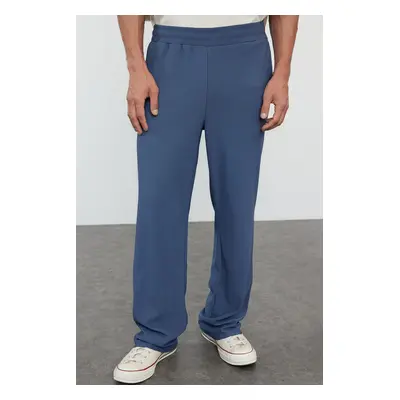 Trendyol Limited Edition Indigo Relaxed/Wide Leg Textured Hidden Lace-Up One Piece Sweatpants