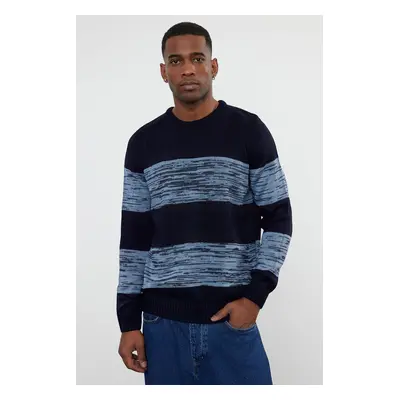 Trendyol Navy Blue Casual Regular Crew Neck Gradient Knitwear Sweater