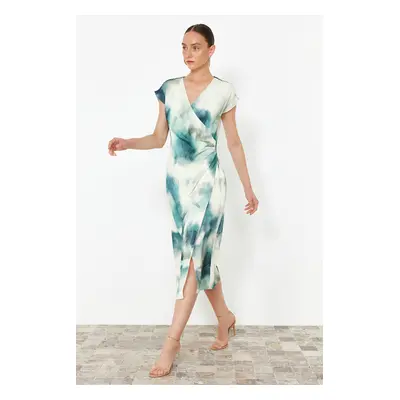 Trendyol Indigo Abstract A-line Chiffon Midi Woven Dress