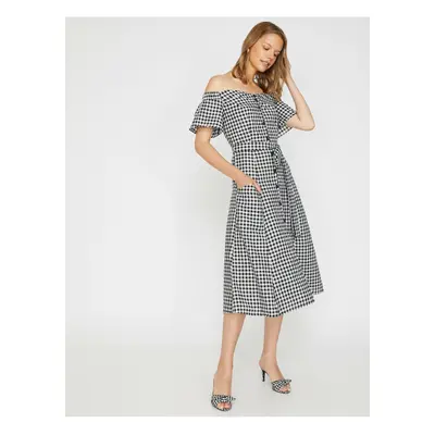 Koton Women's Checkered Dress With Belt Detail