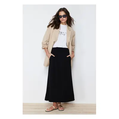 Trendyol Black Pocket Detailed Elastic Waist Knitted Skirt