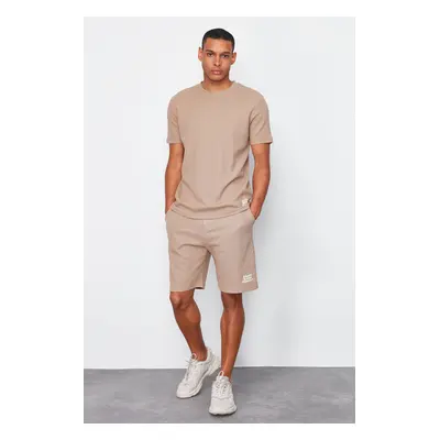 Trendyol Mink Regular Fit Pajama Set with Waffle Shorts