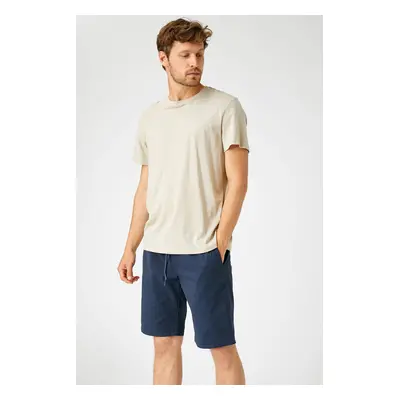 Koton Men's Blue Strapon Cotton Shorts