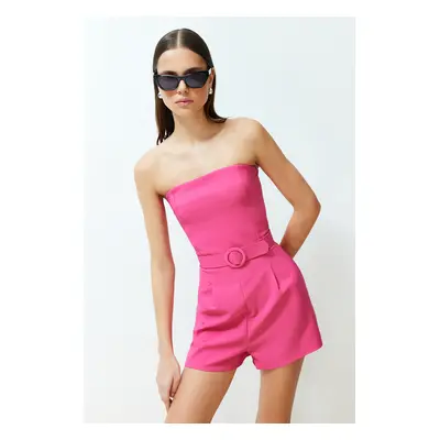 Trendyol Fuchsia Belted Mini Woven Jumpsuit