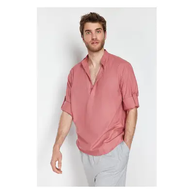 Trendyol Dusty Rose Magister Collar Regular Fit Sleeves Shirt with Epaulettes