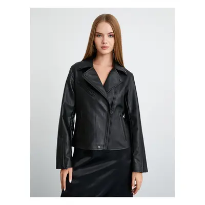 Koton Biker Jacket Faux Leather Zippered