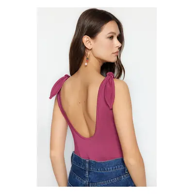 Trendyol Fuchsia Lace-Up Detailed Pool Collar, Low-Cut Back Knitted Body