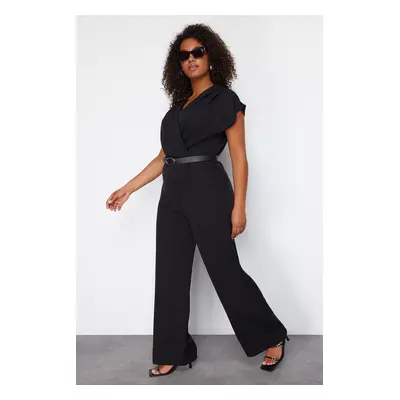 Trendyol Curve Black Belted Woven Overalls