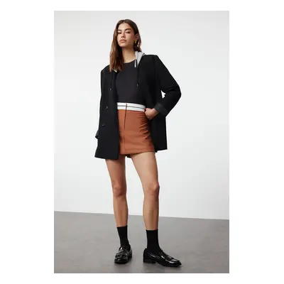 Trendyol Brown Waist Detailed Woven Shorts Skirt