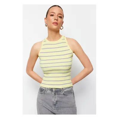 Trendyol Yellow Striped Barbell Neck Knitwear Blouse