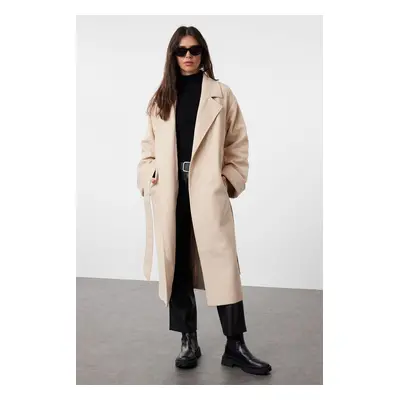 Trendyol Stone Stitch Detailed Soft Texture Oversize Coat