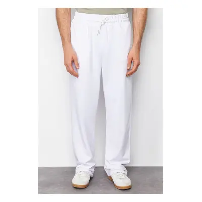 Trendyol White Oversize/Wide Cut Baggy Basic Sweatpants