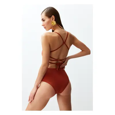 Trendyol Tile Square Neck Decollete Regular Swimsuit