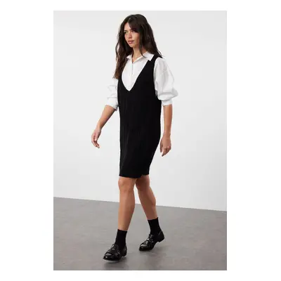 Trendyol Black Hair Braided Knitwear Gilet Dress