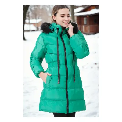 Z6764 DEWBERRY WOMEN'S COAT-PLAIN GREEN