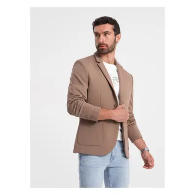 Ombre Men's jacket with patch pockets - dark beige