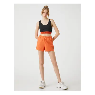 Koton Mini Sports Shorts with Embroidery Detail Tie Waist.