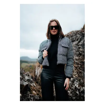 Trendyol Black Tweed Crop Down Jacket