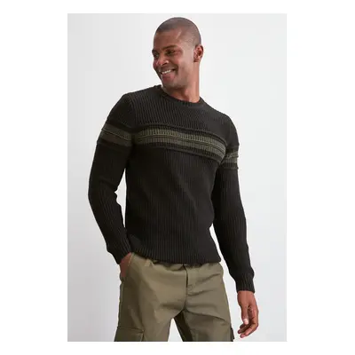 Trendyol Black Wool Long Sleeve Crew Neck Ribbed Sweater