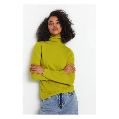 Trendyol Oil Green Premium / Special Yarn High Neck Basic Knitwear Sweater