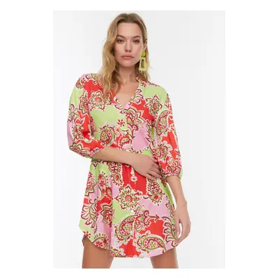 Trendyol Multicolored Patterned Shirt Beach Dress