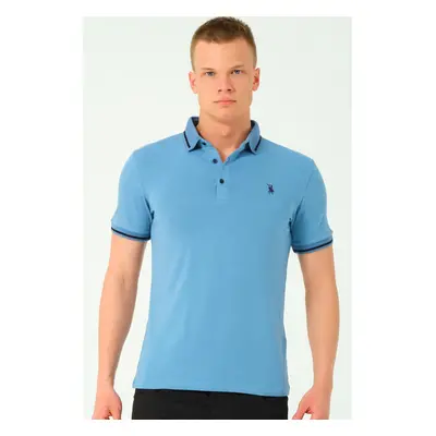 T8586 DEWBERRY MEN'S POLO NECK T-SHIRT-INDIGO-2