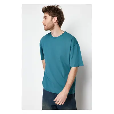 Trendyol Emerald Green Oversize/Wide Cut Basic 100% Cotton T-Shirt