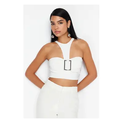 Trendyol Bridal White Crop Accessory Knitted Bustier