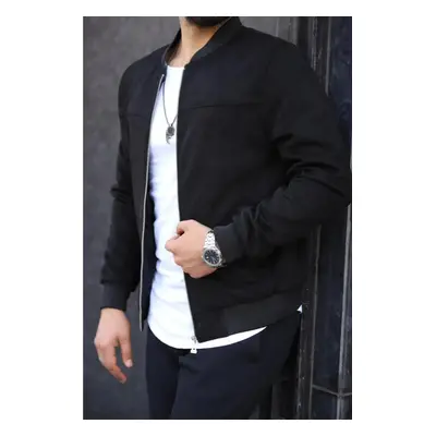 C9291 Dewberry Mens Suede College Jacket-BLACK