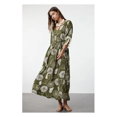 Trendyol Floral Maxi Woven Tassel Beach Dress