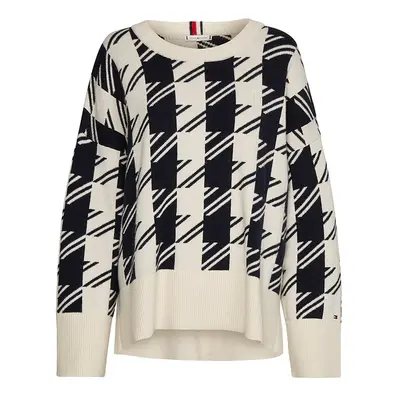 Tommy Hilfiger Sweater - HOUNDSTOOTH RELAXED C-NK SWEATER white