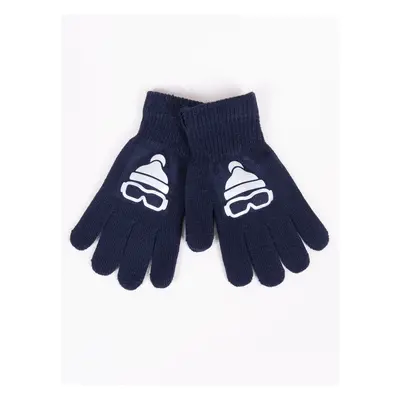 Yoclub Kids's Boys' Five-Finger Gloves With Reflector RED-0237C-AA50-006 Navy Blue