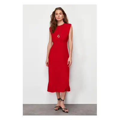 Trendyol Red A-line Crew Neck Sleeveless Aerobin Midi Woven Dress