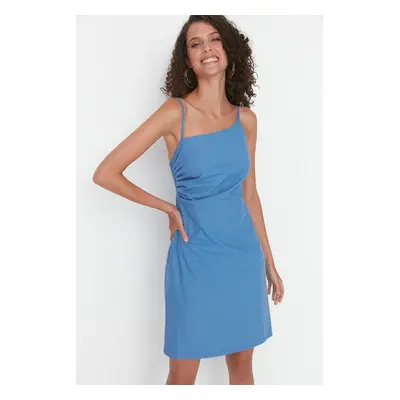 Trendyol Blue Asymmetric Collar Woven Dress