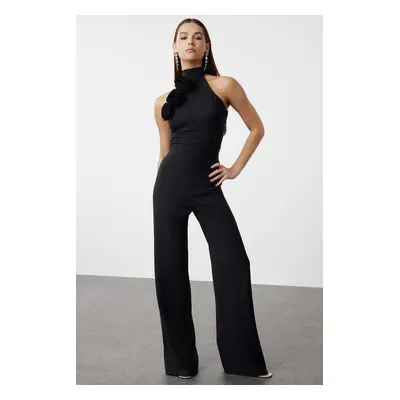 Trendyol Black Rose Detailed Woven Jumpsuit