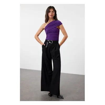 Trendyol Purple One Shoulder Detailed Detailed Stretchy Knitted Blouse