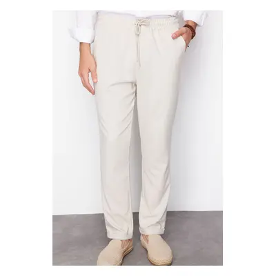 Trendyol Stone Slim Elastic Waist Double Leg Fabric Trousers