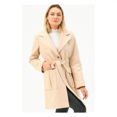 Z6778 DEWBERRY WOMEN'S COAT-BEIGE