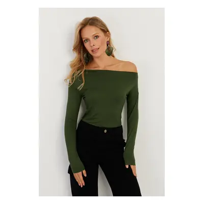 Cool & Sexy Women's Green Boat Neck Blouse